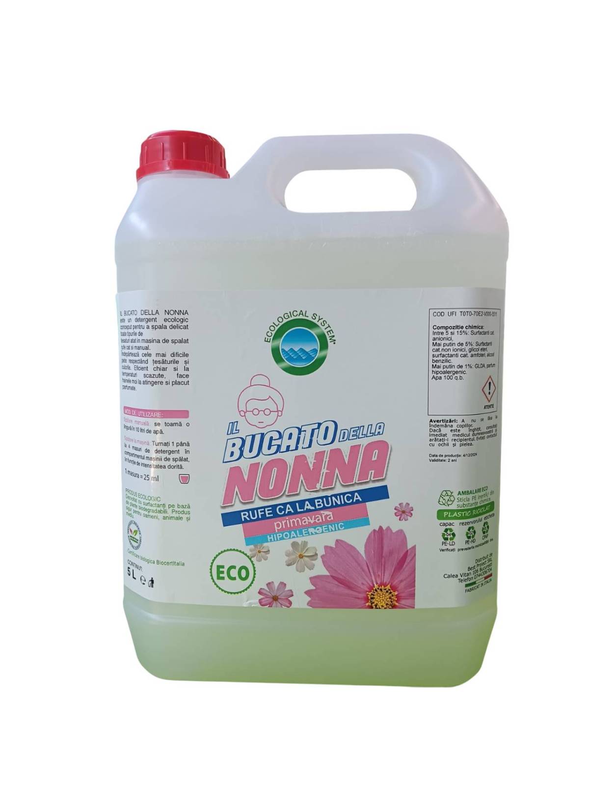 Detergent de rufe ecologic Bucato della nona - rufe ca la bunica - 5 L- primavera