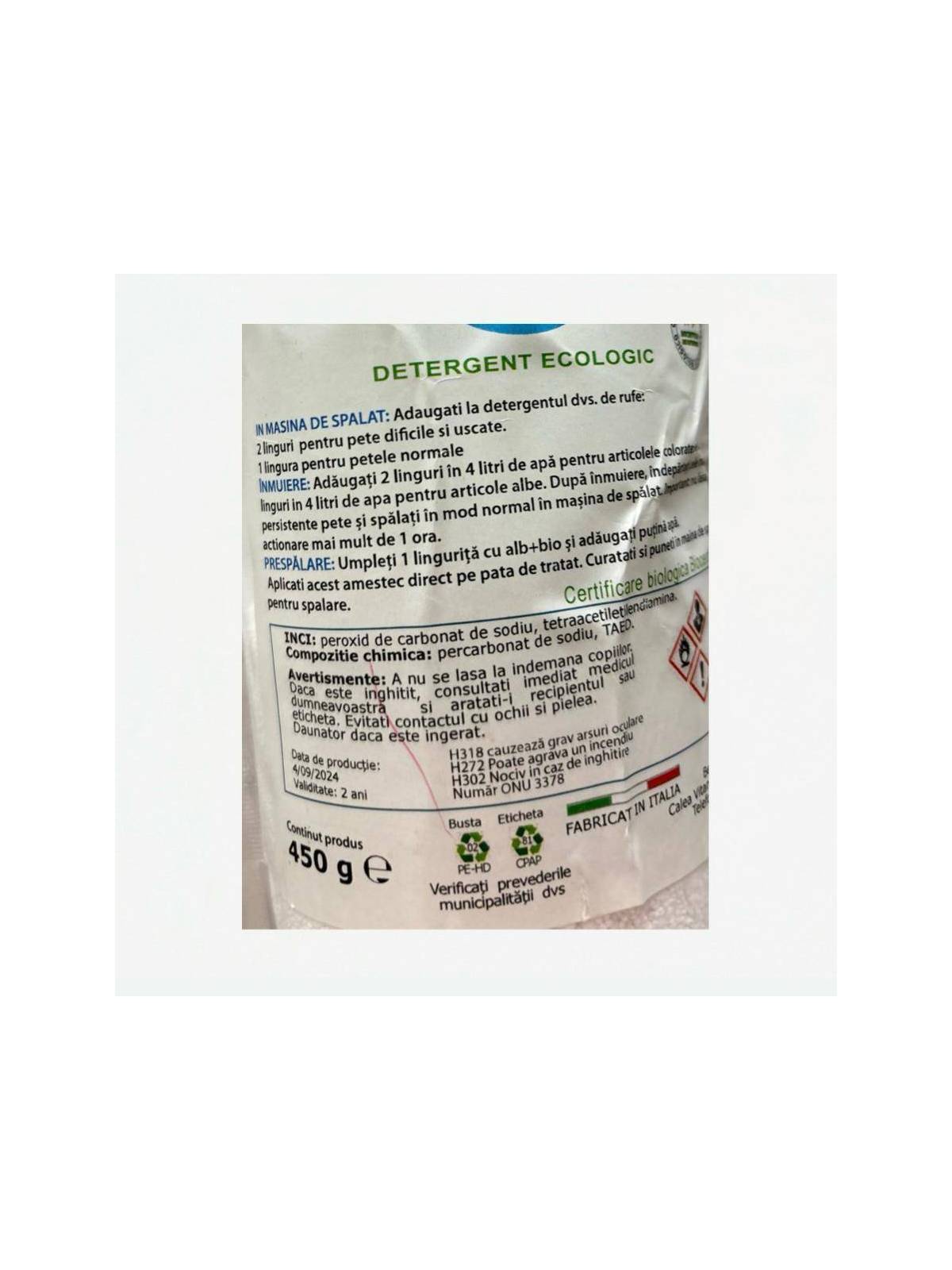 Bianco + bio, detergent ecologic, 450g