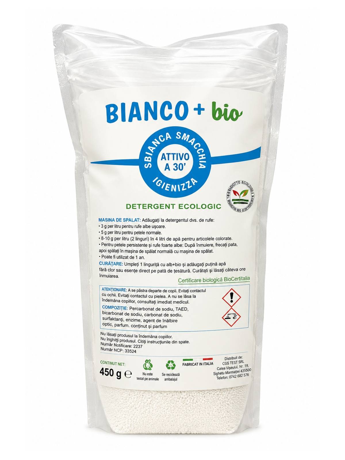 Bianco + bio, detergent ecologic, 450g