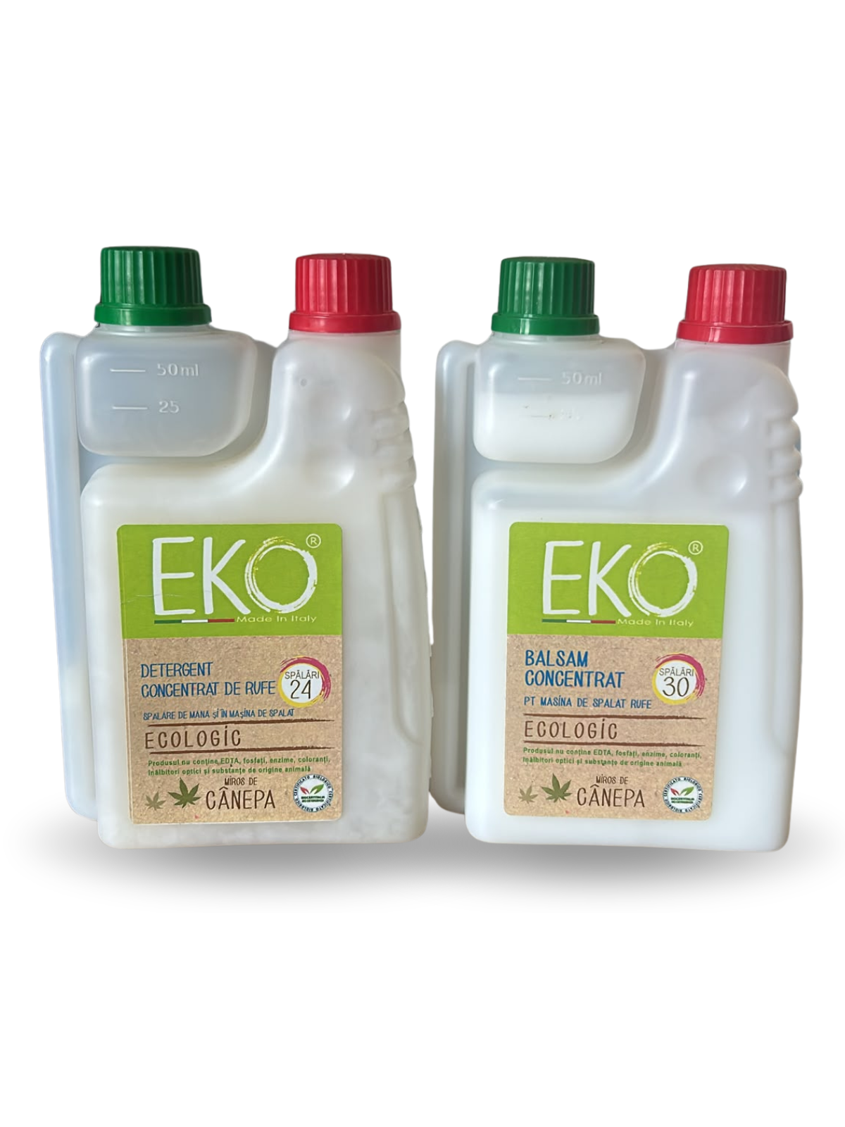 Pachet EKO parfum de cânepă – Detergent Igienizant + Balsam pentru Rufe Moi și Parfumate