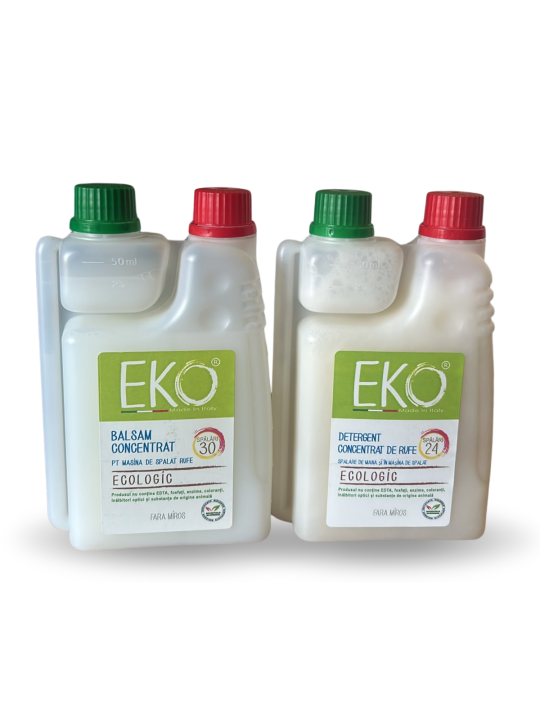 Pachet EKO Fără Miros – Detergent Igienizant + Balsam pentru Rufe Moi și Parfumate